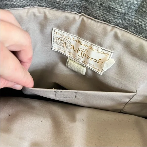 Vintage Au Terroir Hand Loomed Wool Tote Bag - Made in Quebec Canada 🇨🇦 - Picture 6 of 13